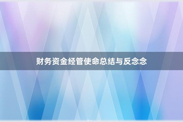 财务资金经管使命总结与反念念
