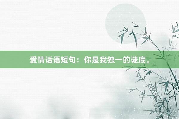 爱情话语短句：你是我独一的谜底。